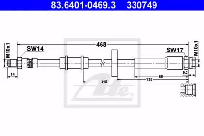Тормозной шланг на Citroen Jumper  ATE 83.6401-0469.3.