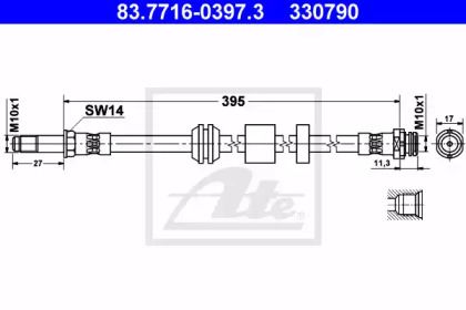 Гальмівний шланг на Ford Focus 2 ATE 83.7716-0397.3.