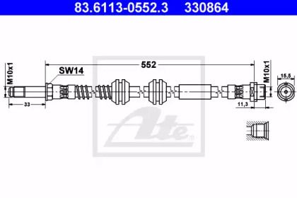 Тормозной шланг ATE 83.6113-0552.3.