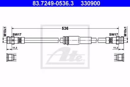 Гальмівний шланг на Volkswagen Passat CC  ATE 83.7249-0536.3.