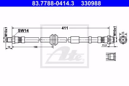 Тормозной шланг на Volvo S40  ATE 83.7788-0414.3.
