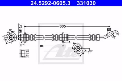 Тормозной шланг на Nissan Micra  ATE 24.5292-0605.3.