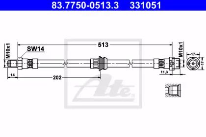 Тормозной шланг на BMW E83 ATE 83.7750-0513.3.
