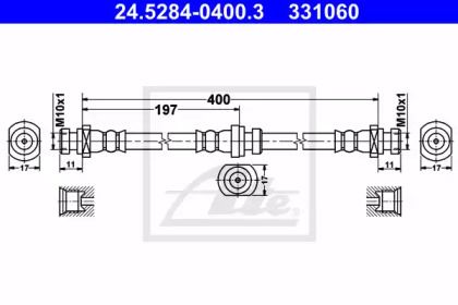 Гальмівний шланг на Mitsubishi Pajero Sport  ATE 24.5284-0400.3.