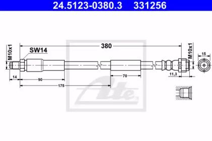 Тормозной шланг на Мерседес E280 ATE 24.5123-0380.3.