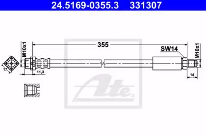 Тормозной шланг на BMW E38 ATE 24.5169-0355.3.