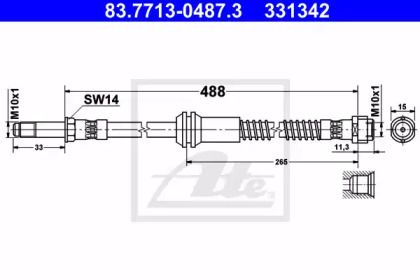 Тормозной шланг на Mercedes-Benz W212 ATE 83.7713-0487.3.