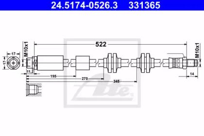 Тормозной шланг на БМВ 1  ATE 24.5174-0526.3.