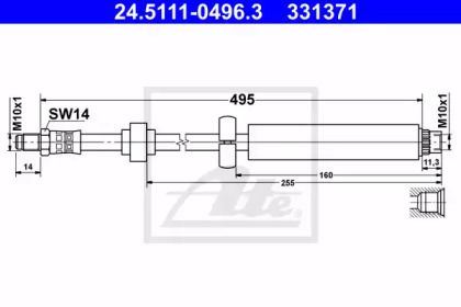 Тормозной шланг на Citroen DS3  ATE 24.5111-0496.3.