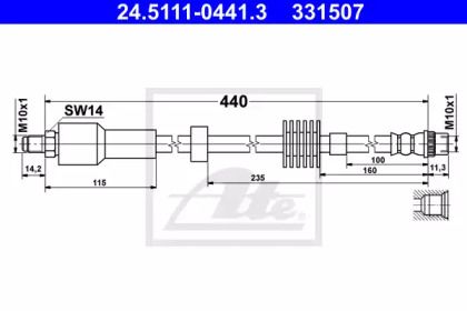 Тормозной шланг на Citroen DS4  ATE 24.5111-0441.3.