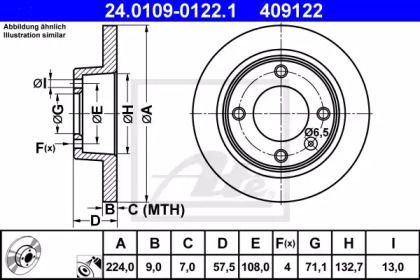 Тормозной диск на Citroen Xantia  ATE 24.0109-0122.1.