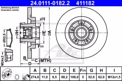 Гальмівний диск на Мерседес Цітан  ATE 24.0111-0182.2.