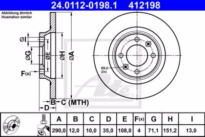 Гальмівний диск на Citroen C4  ATE 24.0112-0198.1.