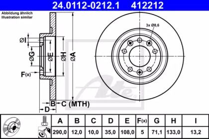 Тормозной диск на Citroen C4 Grand Picasso  ATE 24.0112-0212.1.