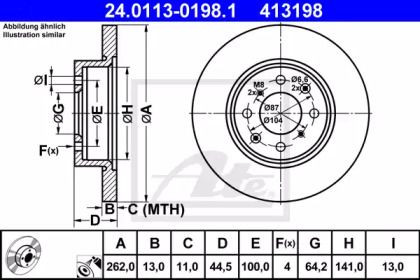 Тормозной диск на Ровер 400  ATE 24.0113-0198.1.