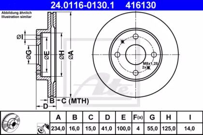 Вентилируемый тормозной диск на Дайхатсу Куоре  ATE 24.0116-0130.1.