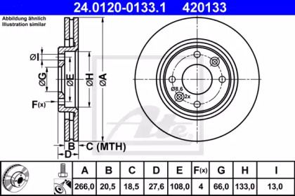 Вентилируемый тормозной диск ATE 24.0120-0133.1.