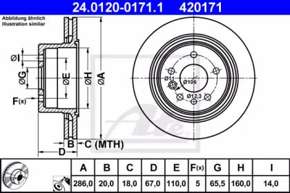 Вентилируемый тормозной диск ATE 24.0120-0171.1.
