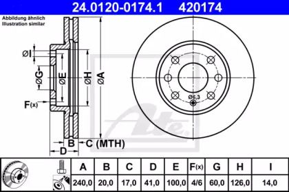 Вентилируемый тормозной диск ATE 24.0120-0174.1.