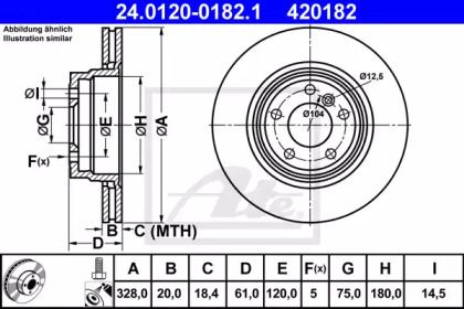 Вентилируемый тормозной диск ATE 24.0120-0182.1.
