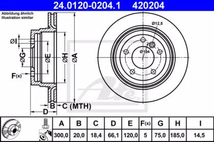 Вентилируемый тормозной диск на БМВ Е90 ATE 24.0120-0204.1.