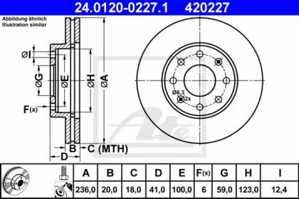 Вентилируемый тормозной диск на Daewoo Lanos  ATE 24.0120-0227.1.
