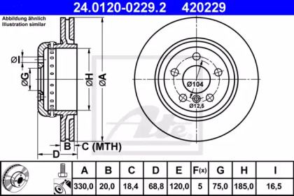 Вентилируемый тормозной диск ATE 24.0120-0229.2.
