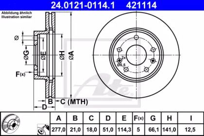 Вентилируемый тормозной диск ATE 24.0121-0114.1.