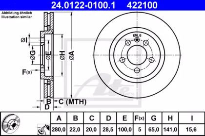 Вентилируемый тормозной диск ATE 24.0122-0100.1.