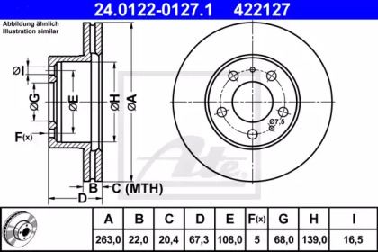 Вентилируемый тормозной диск ATE 24.0122-0127.1.