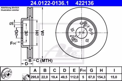 Вентилируемый тормозной диск ATE 24.0122-0136.1.