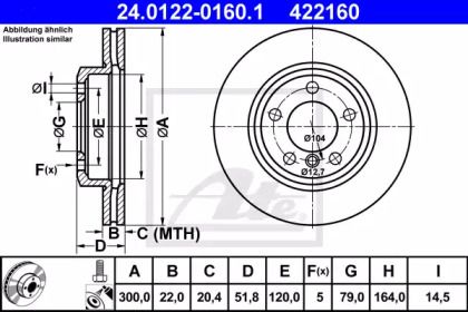 Вентилируемый тормозной диск ATE 24.0122-0160.1.