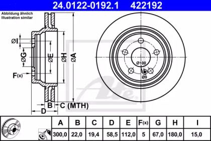 Вентилируемый тормозной диск ATE 24.0122-0192.1.