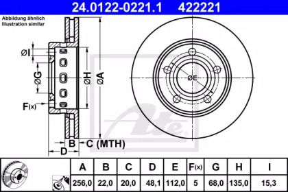 Вентилируемый тормозной диск ATE 24.0122-0221.1.