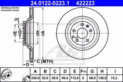 Вентилируемый тормозной диск ATE 24.0122-0223.1.