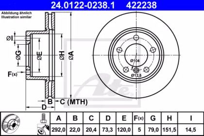 Вентилируемый тормозной диск на БМВ Е90 ATE 24.0122-0238.1.