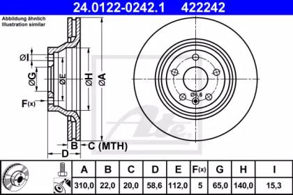 Вентилируемый тормозной диск ATE 24.0122-0242.1.