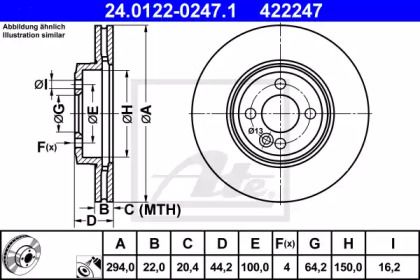 Вентилируемый тормозной диск ATE 24.0122-0247.1.