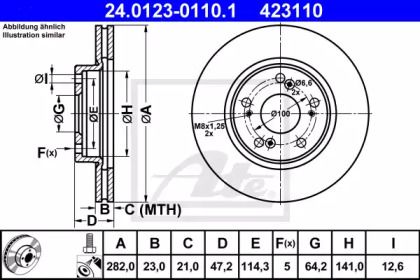 Вентилируемый тормозной диск ATE 24.0123-0110.1.
