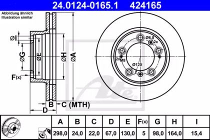 Вентилируемый тормозной диск на Порше Бокстер  ATE 24.0124-0165.1.