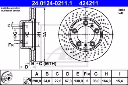 Тормозной диск на Порше Кайман  ATE 24.0124-0211.1.