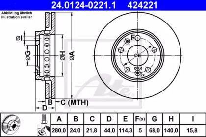 Вентилируемый тормозной диск ATE 24.0124-0221.1.
