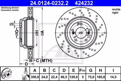 Гальмівний диск на БМВ Е90 ATE 24.0124-0232.2.