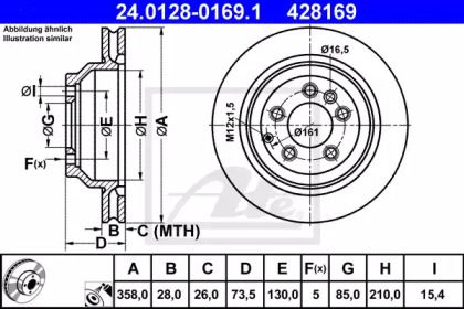 Вентилируемый тормозной диск ATE 24.0128-0169.1.