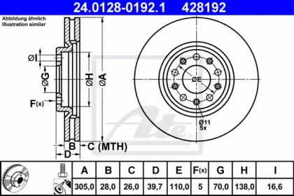 Вентилируемый тормозной диск ATE 24.0128-0192.1.