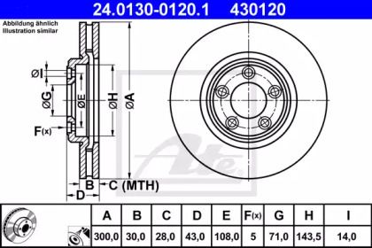 Вентилируемый тормозной диск ATE 24.0130-0120.1.