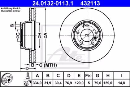 Вентилируемый тормозной диск на БМВ Е38 ATE 24.0132-0113.1.
