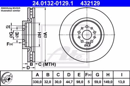 Вентилируемый тормозной диск ATE 24.0132-0129.1.