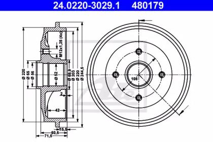 Тормозной барабан на Citroen C3  ATE 24.0220-3029.1.