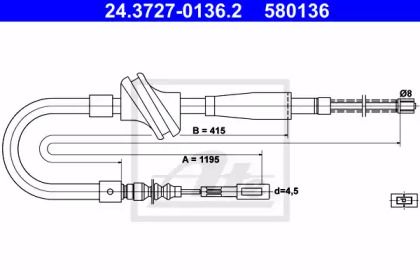 Трос ручника на Audi 90  ATE 24.3727-0136.2.